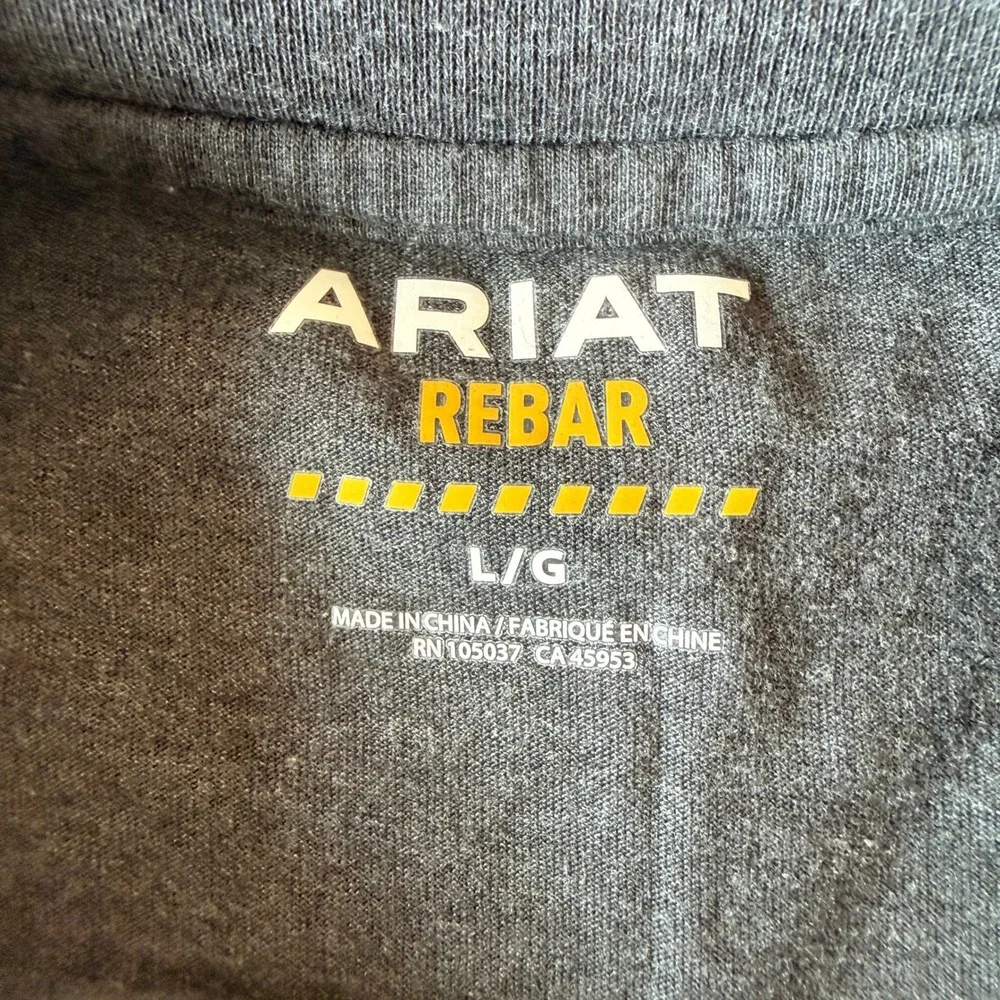 Ariat Rebar Men's Gray Long Sleeve T-Shirt Size L - Picture 3 of 6